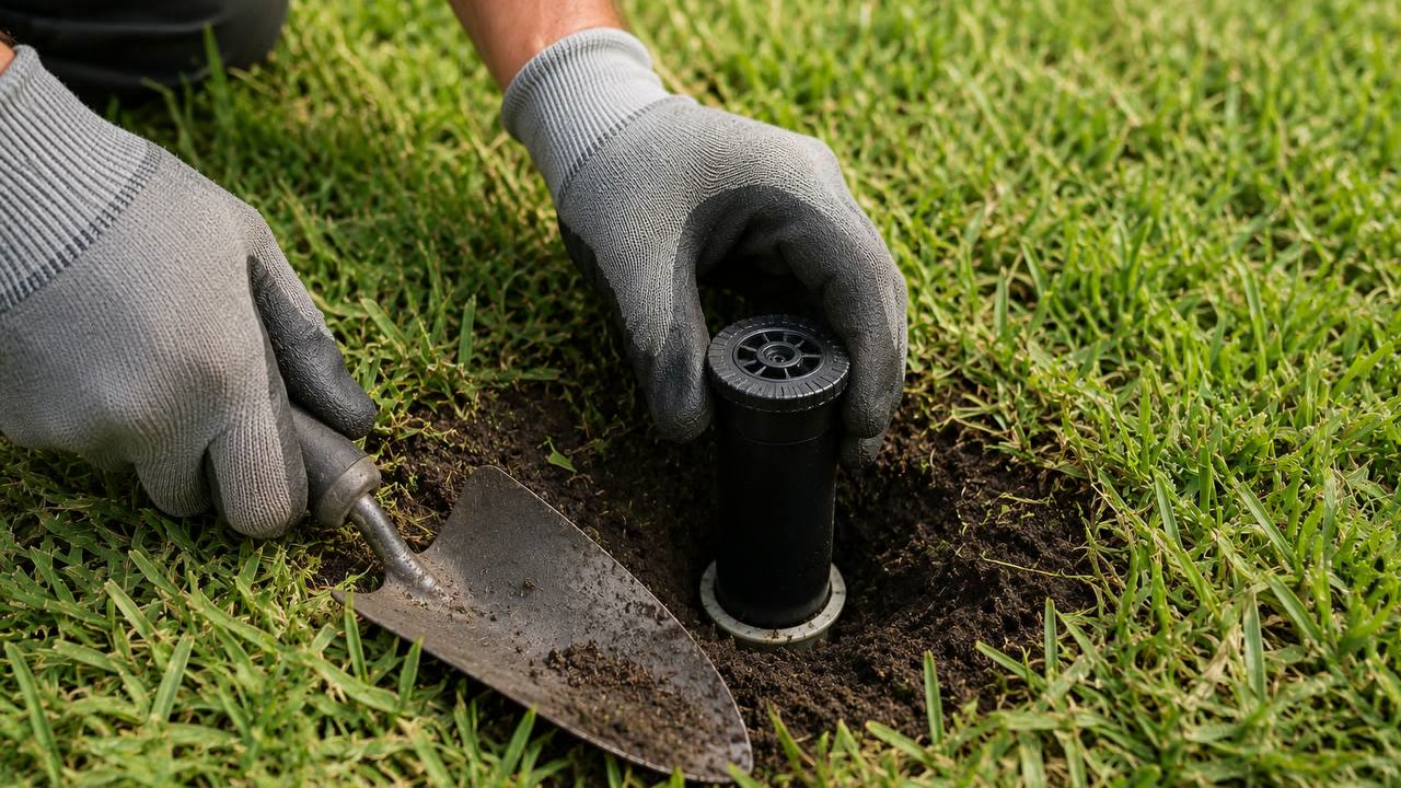 Sprinkler Head Replacement Closeup near Winter Garden